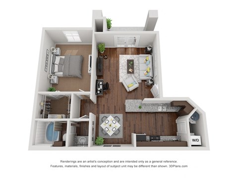 Floor plan for 1 bed, 1 bath, 824 sqft